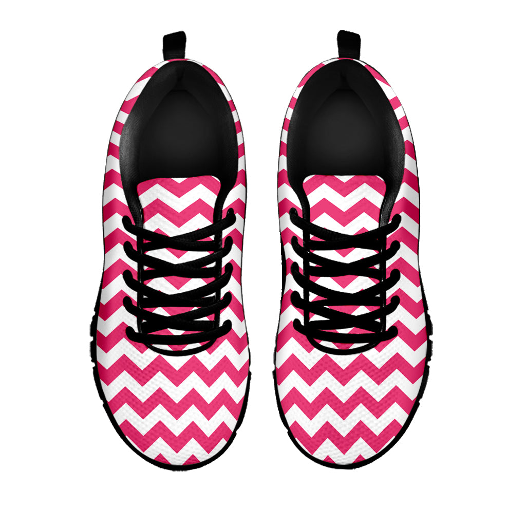 Pink And White Chevron Pattern Print Black Sneakers