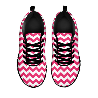 Pink And White Chevron Pattern Print Black Sneakers