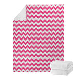 Pink And White Chevron Pattern Print Blanket