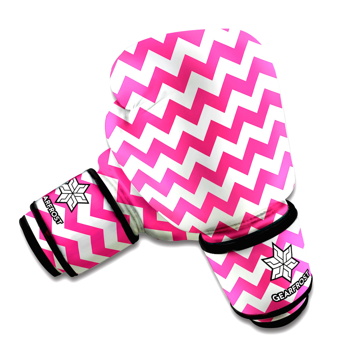 Pink And White Chevron Pattern Print Boxing Gloves