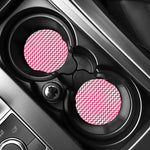 Pink And White Chevron Pattern Print Car Coasters