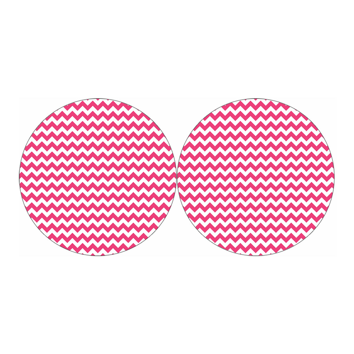Pink And White Chevron Pattern Print Car Coasters