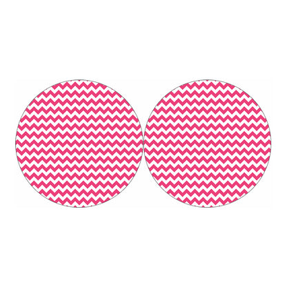 Pink And White Chevron Pattern Print Car Coasters
