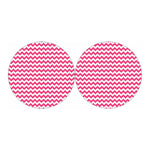 Pink And White Chevron Pattern Print Car Coasters