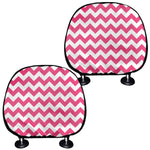 Pink And White Chevron Pattern Print Car Headrest Covers