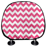 Pink And White Chevron Pattern Print Car Headrest Covers