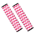 Pink And White Chevron Pattern Print Car Seat Belt Covers