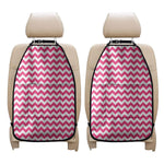 Pink And White Chevron Pattern Print Car Seat Organizers