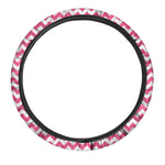 Pink And White Chevron Pattern Print Car Steering Wheel Cover