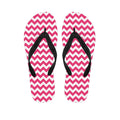 Pink And White Chevron Pattern Print Flip Flops