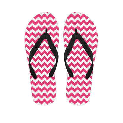 Pink And White Chevron Pattern Print Flip Flops