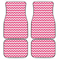 Pink And White Chevron Pattern Print Front and Back Car Floor Mats