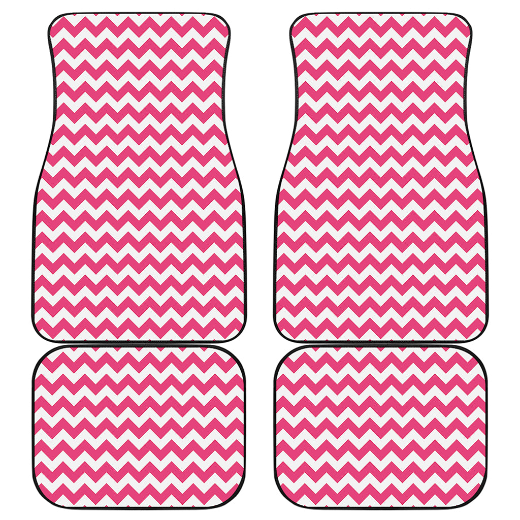 Pink And White Chevron Pattern Print Front and Back Car Floor Mats