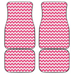 Pink And White Chevron Pattern Print Front and Back Car Floor Mats