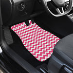 Pink And White Chevron Pattern Print Front and Back Car Floor Mats