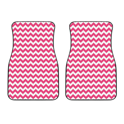 Pink And White Chevron Pattern Print Front Car Floor Mats