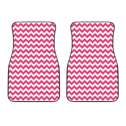 Pink And White Chevron Pattern Print Front Car Floor Mats