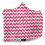 Pink And White Chevron Pattern Print Hooded Blanket