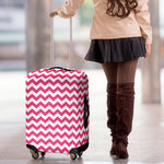 Pink And White Chevron Pattern Print Luggage Cover