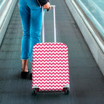Pink And White Chevron Pattern Print Luggage Cover