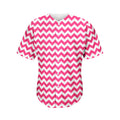 Pink And White Chevron Pattern Print Men's Baseball Jersey