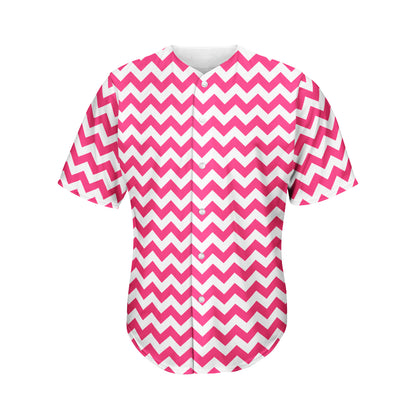 Pink And White Chevron Pattern Print Men's Baseball Jersey