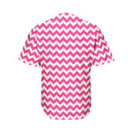 Pink And White Chevron Pattern Print Men's Baseball Jersey