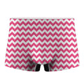 Pink And White Chevron Pattern Print Men's Boxer Briefs