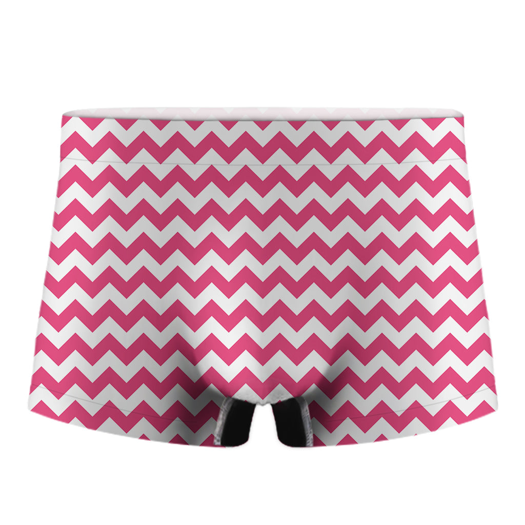 Pink And White Chevron Pattern Print Men's Boxer Briefs