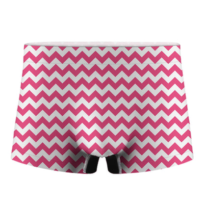 Pink And White Chevron Pattern Print Men's Boxer Briefs