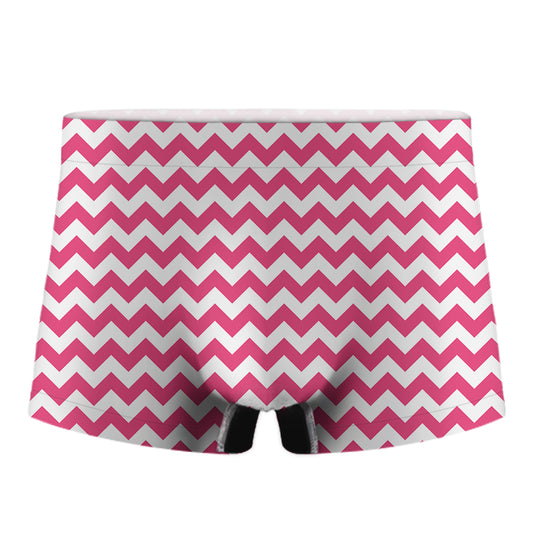 Pink And White Chevron Pattern Print Men's Boxer Briefs