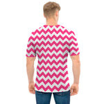 Pink And White Chevron Pattern Print Men's T-Shirt