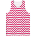 Pink And White Chevron Pattern Print Men's Tank Top