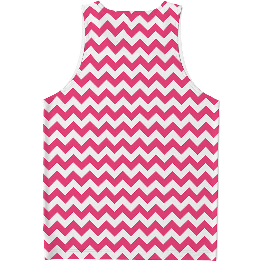 Pink And White Chevron Pattern Print Men's Tank Top