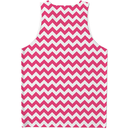 Pink And White Chevron Pattern Print Men's Tank Top