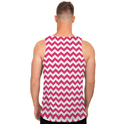 Pink And White Chevron Pattern Print Men's Tank Top