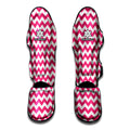 Pink And White Chevron Pattern Print Muay Thai Shin Guards