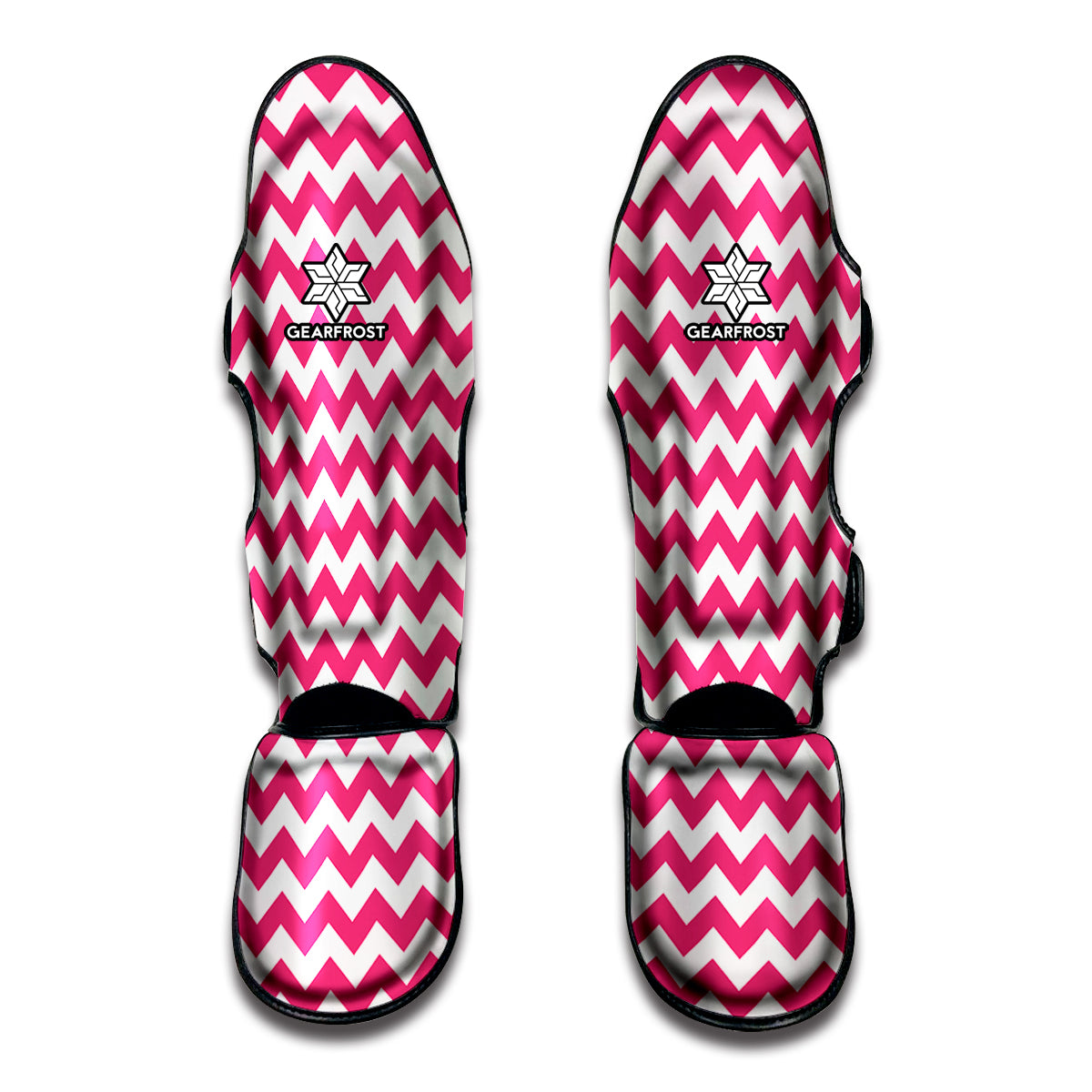 Pink And White Chevron Pattern Print Muay Thai Shin Guard