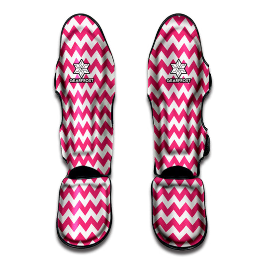 Pink And White Chevron Pattern Print Muay Thai Shin Guard