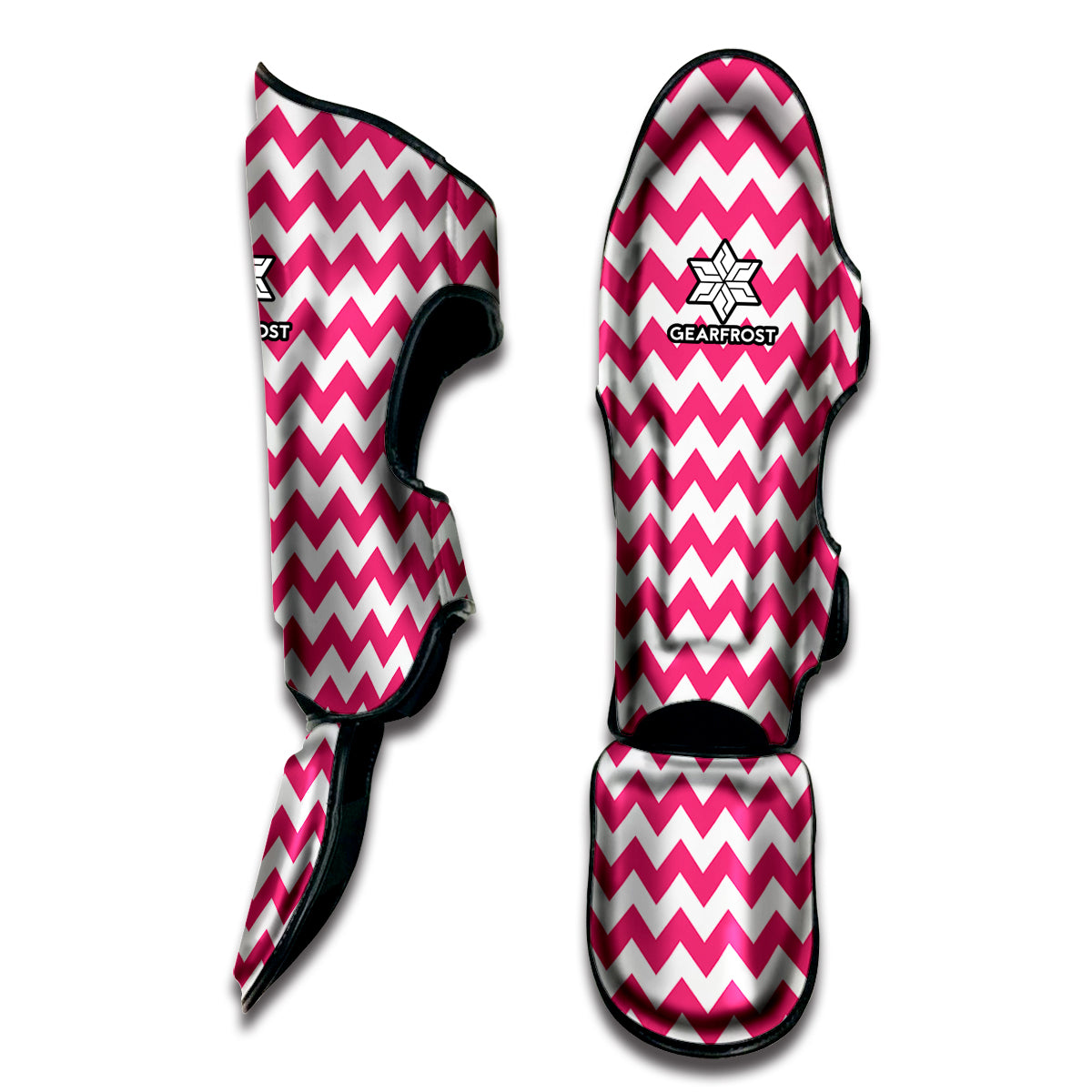Pink And White Chevron Pattern Print Muay Thai Shin Guard