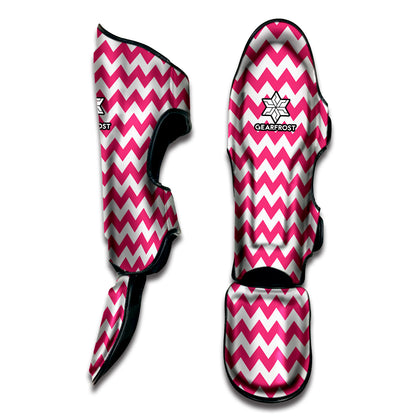 Pink And White Chevron Pattern Print Muay Thai Shin Guard
