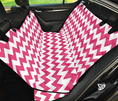 Pink And White Chevron Pattern Print Pet Car Back Seat Cover