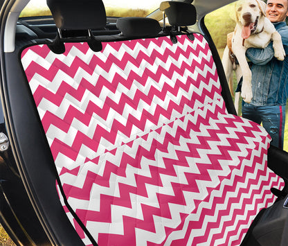 Pink And White Chevron Pattern Print Pet Car Back Seat Cover