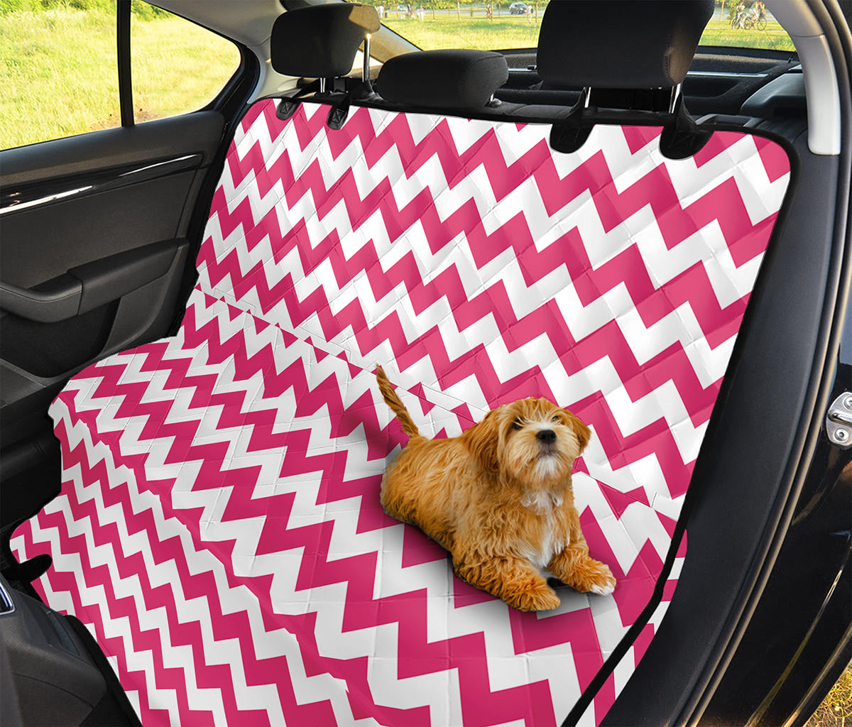 Pink And White Chevron Pattern Print Pet Car Back Seat Cover