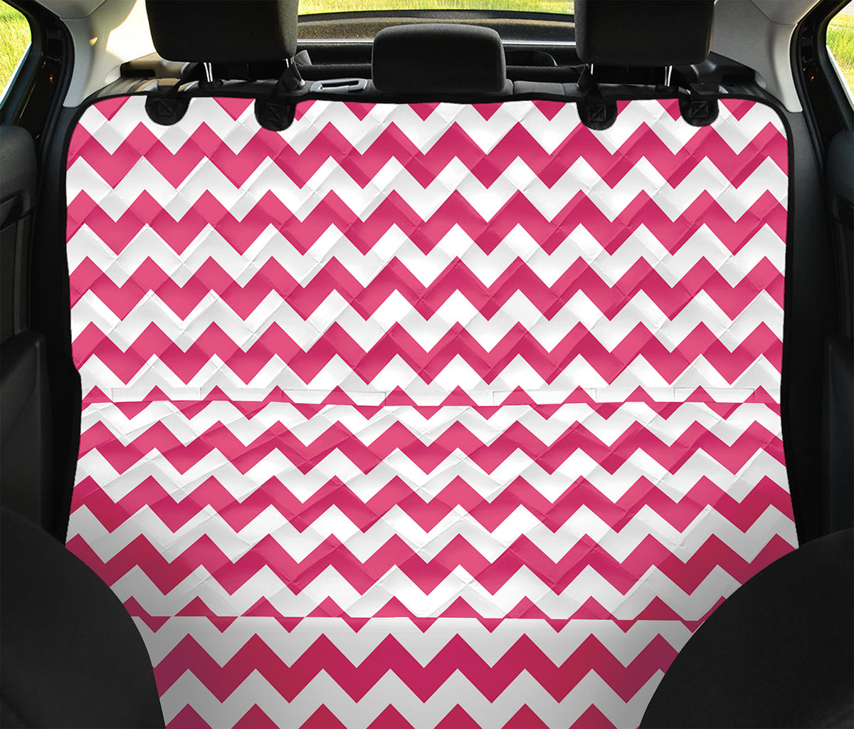 Pink And White Chevron Pattern Print Pet Car Back Seat Cover