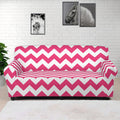Pink And White Chevron Pattern Print Sofa Cover