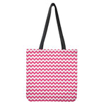 Pink And White Chevron Pattern Print Tote Bag