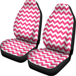 Pink And White Chevron Pattern Print Universal Fit Car Seat Covers