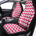 Pink And White Chevron Pattern Print Universal Fit Car Seat Covers