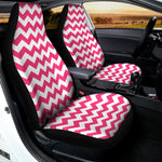 Pink And White Chevron Pattern Print Universal Fit Car Seat Covers